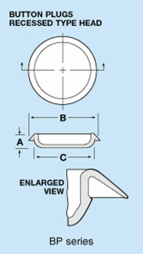 Caplugs BP-1-5/8 Body Panel Access 1.625" Hole Nylon Button Plugs - E&E Trading