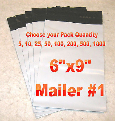 6x9 White Poly 2mil Plastic Self Seal Mailer Bag #1, Water Resistant - E&E Trading