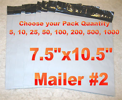 7.5x10.5 White Poly 2mil Plastic Self Seal Mailer Bag #2,Water Resistant - E&E Trading