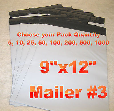 9x12 White Poly 2mil Plastic Self Seal Mailer Bag #3, Water Resistant - E&E Trading