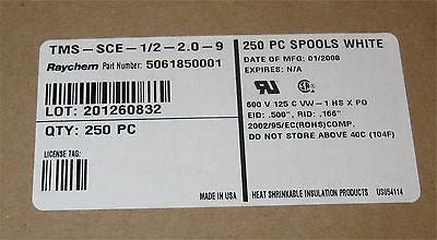 TYCO/Raychem TMS-SCE-1/2-2.0-9 Heat Shrink Wire ID Sleeve White Color (25 ea) - E&E Trading