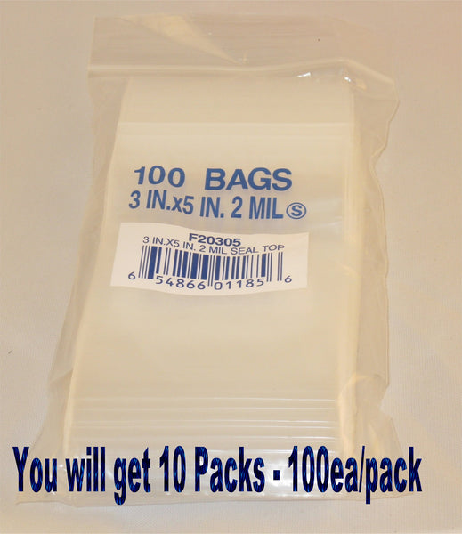 3"X5" 2 Mil Poly Clear Reclosable Ziploc Bags - E&E Trading