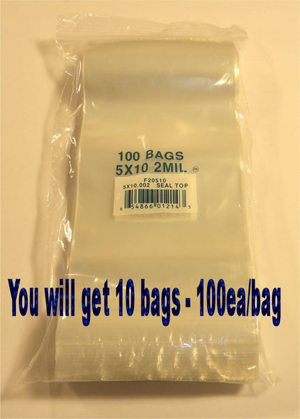 5"X10" 2 Mil Poly Clear Reclosable Ziploc Bags - E&E Trading
