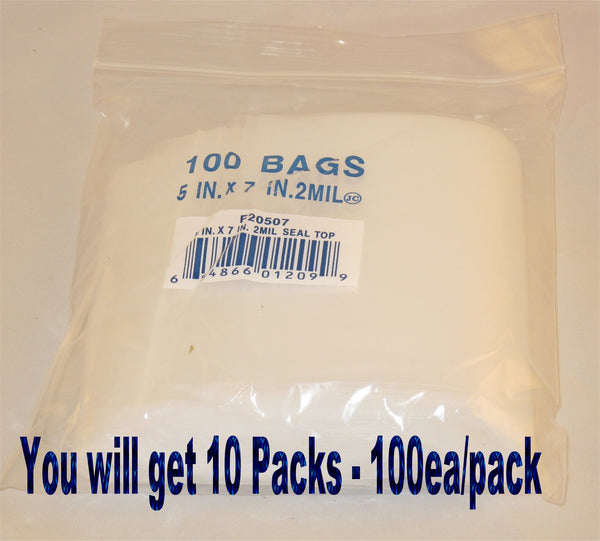 5"X7" 2 Mil Poly Clear Reclosable Ziploc Bags - E&E Trading