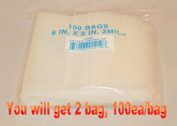 6"X8" 2 Mil Poly Clear Reclosable Ziploc Bags - E&E Trading