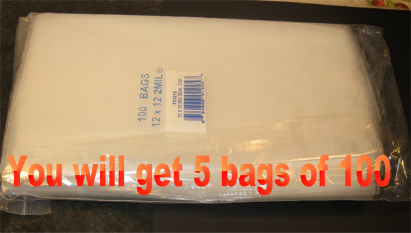 12"X12" 2 Mil Poly Clear Reclosable Ziploc Bags - E&E Trading