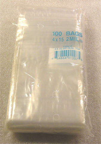 4"X15" 2 Mil Poly Clear Reclosable Ziploc Bags - E&E Trading