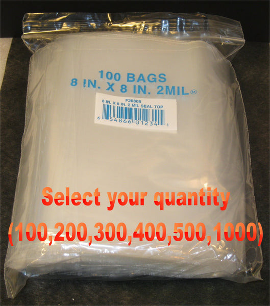 8"X8" 2 Mil Poly Clear Reclosable Ziploc Bags - E&E Trading
