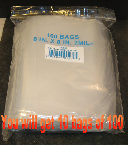 8"X8" 2 Mil Poly Clear Reclosable Ziploc Bags - E&E Trading