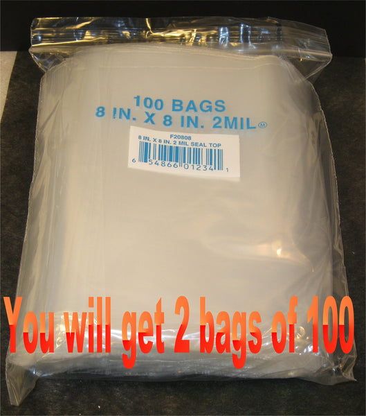 8"X8" 2 Mil Poly Clear Reclosable Ziploc Bags - E&E Trading