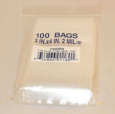 3"X4" 2 Mil Poly Clear Reclosable Ziploc Bags - E&E Trading
