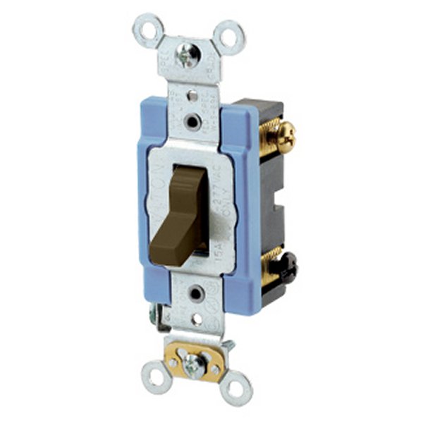 Leviton: 1203-2, 15 Amp, 120/277V, Toggle 3-Way AC Quiet Switch, Brown - eandetrading.net