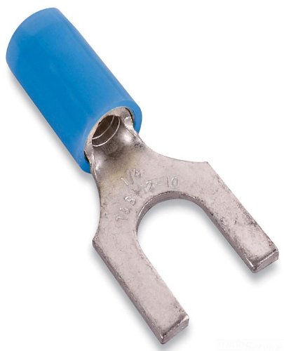 Thomas & Betts (ABB) RB14-10F Fork Terminal, Standard, Nylon Insulated, Blue, (Pack of 100) - E&E Trading