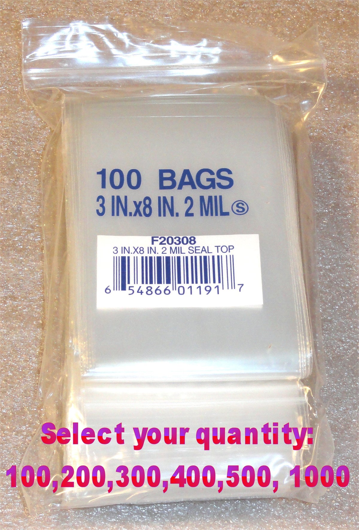 3"X8" 2 Mil Poly Clear Reclosable Ziploc Bags - E&E Trading