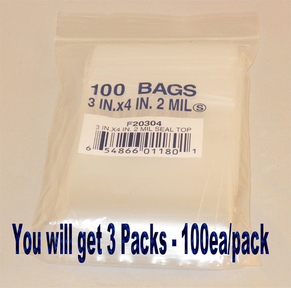 3"X4" 2 Mil Poly Clear Reclosable Ziploc Bags - E&E Trading