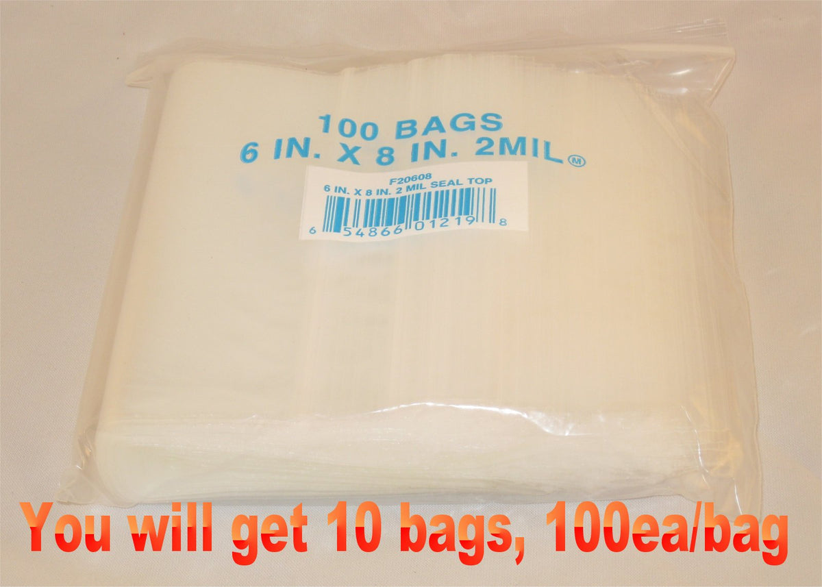 6"X8" 2 Mil Poly Clear Reclosable Ziploc Bags - E&E Trading