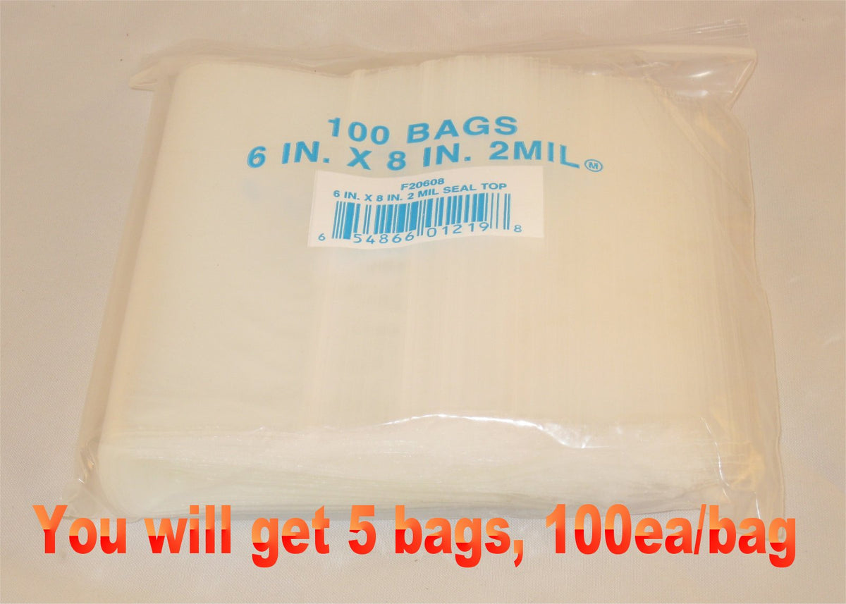 6"X8" 2 Mil Poly Clear Reclosable Ziploc Bags - E&E Trading