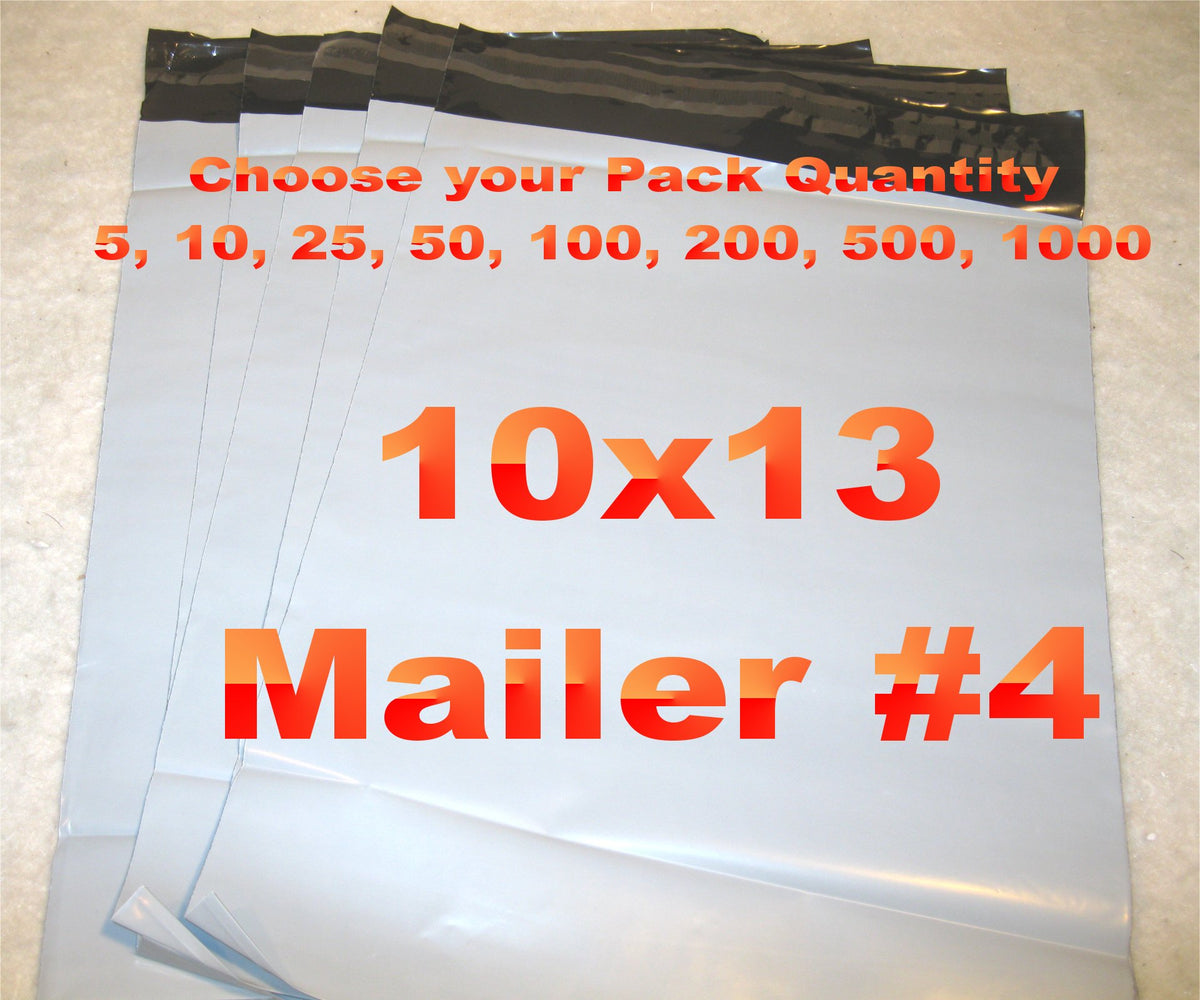 10x13 White Poly 2mil Plastic Self Seal Mailer Bag #4, Water Resistant - E&E Trading