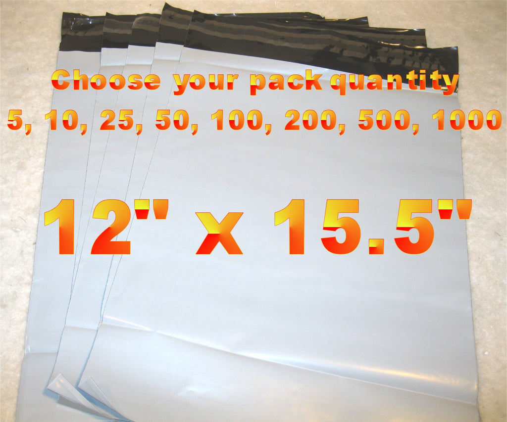 12x15.5 White Poly 2mil Plastic Self Seal Mailer Bag #5, Water Resistant - E&E Trading