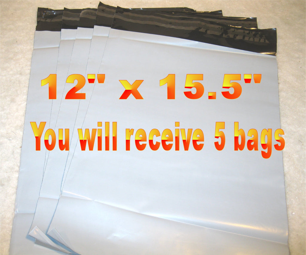 12x15.5 White Poly 2mil Plastic Self Seal Mailer Bag #5, Water Resistant - E&E Trading