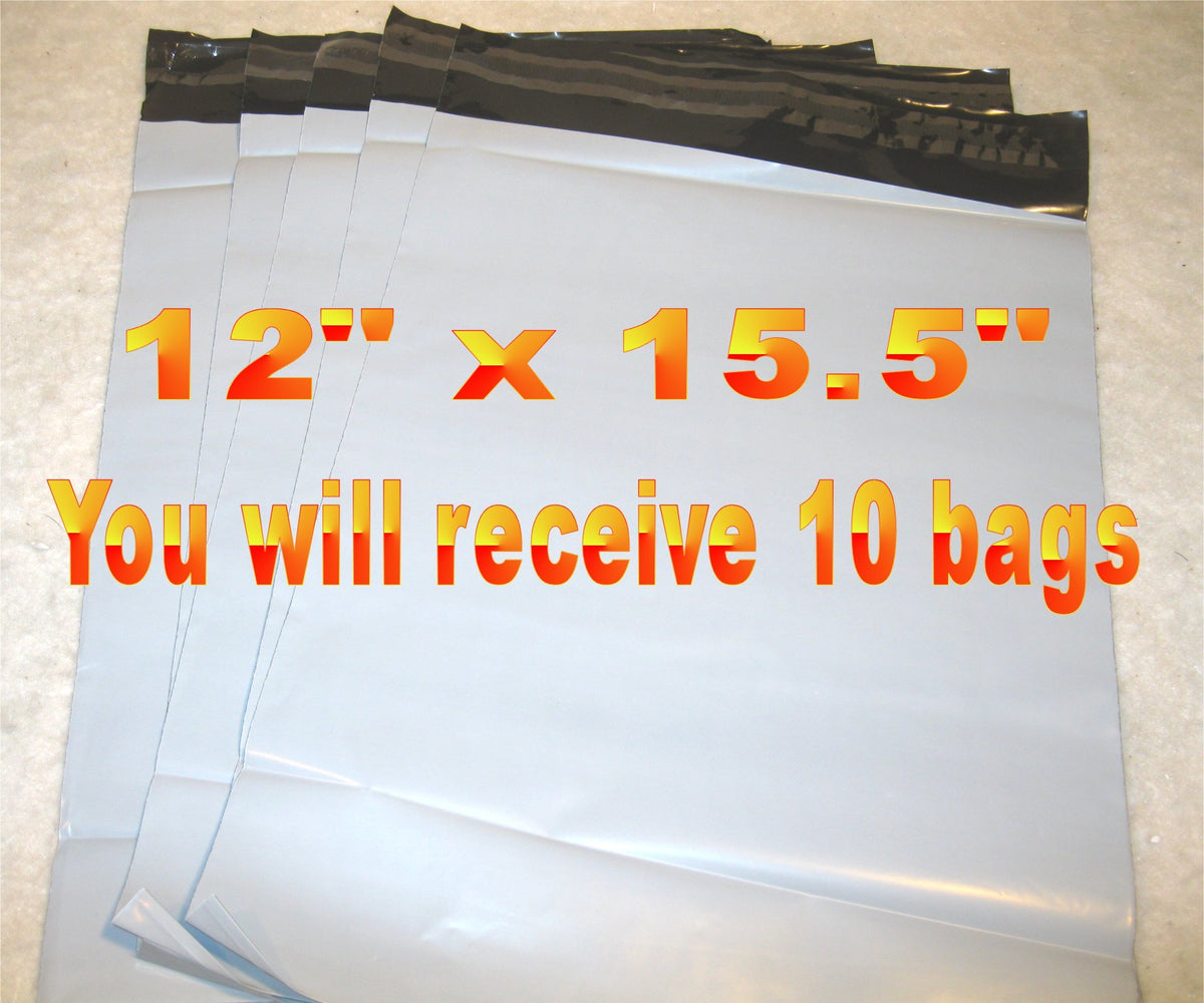 12x15.5 White Poly 2mil Plastic Self Seal Mailer Bag #5, Water Resistant - E&E Trading