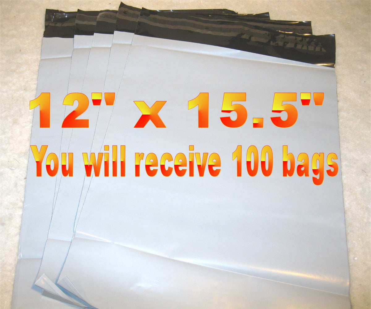 12x15.5 White Poly 2mil Plastic Self Seal Mailer Bag #5, Water Resistant - E&E Trading