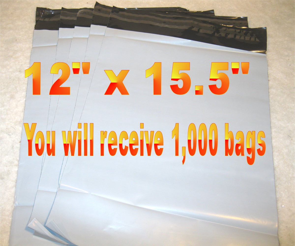 12x15.5 White Poly 2mil Plastic Self Seal Mailer Bag #5, Water Resistant - E&E Trading
