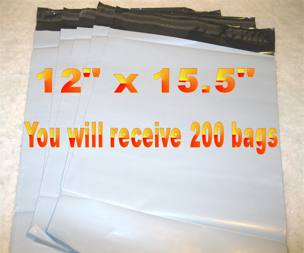 12x15.5 White Poly 2mil Plastic Self Seal Mailer Bag #5, Water Resistant - E&E Trading