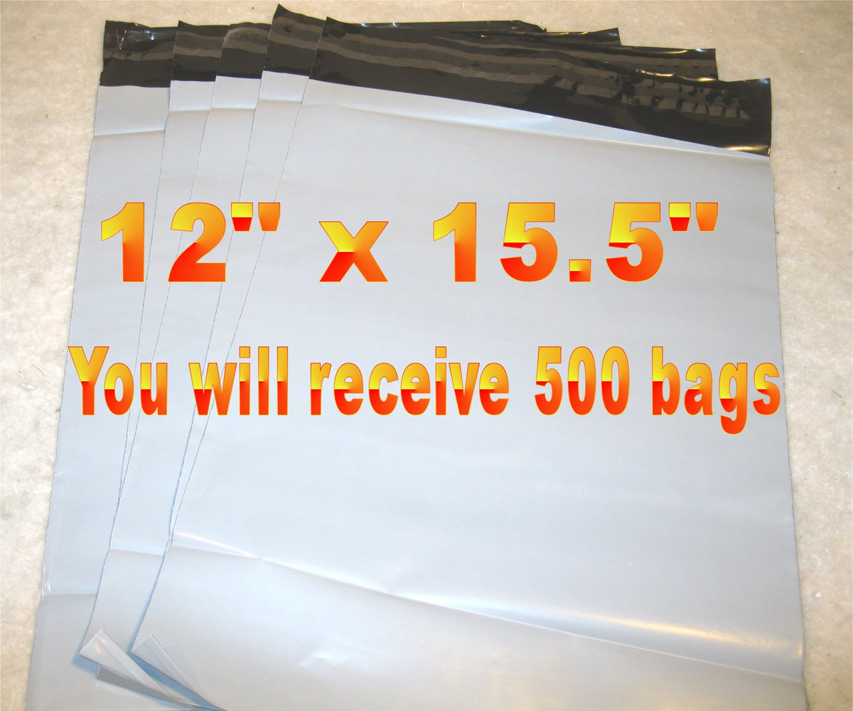 12x15.5 White Poly 2mil Plastic Self Seal Mailer Bag #5, Water Resistant - E&E Trading