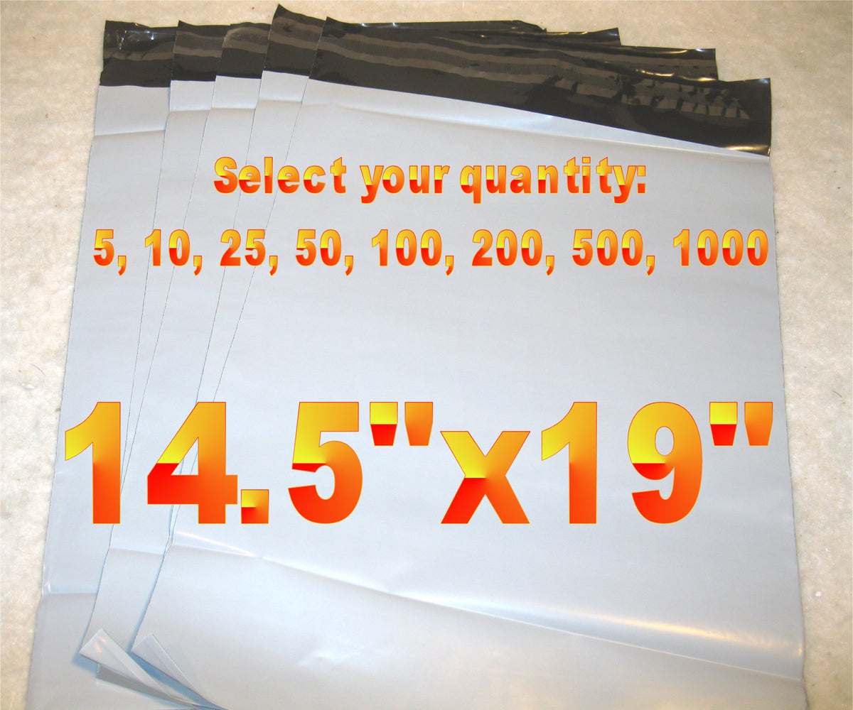 14.5x19 White Poly 2mil Plastic Self Seal Mailer Bag #6, Water Resistant - E&E Trading