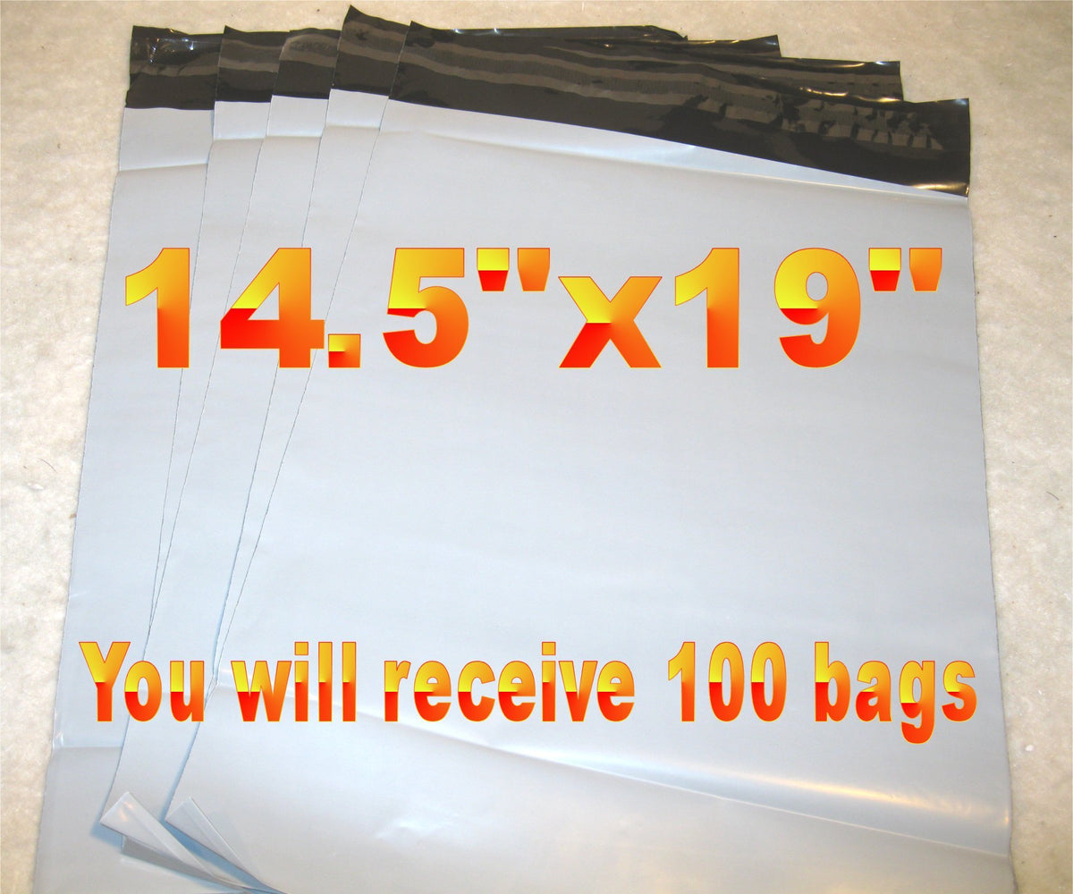 14.5x19 White Poly 2mil Plastic Self Seal Mailer Bag #6, Water Resistant - E&E Trading