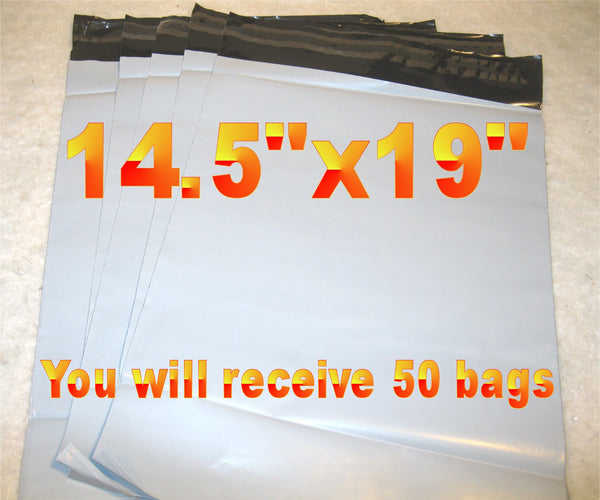 14.5x19 White Poly 2mil Plastic Self Seal Mailer Bag #6, Water Resistant - E&E Trading