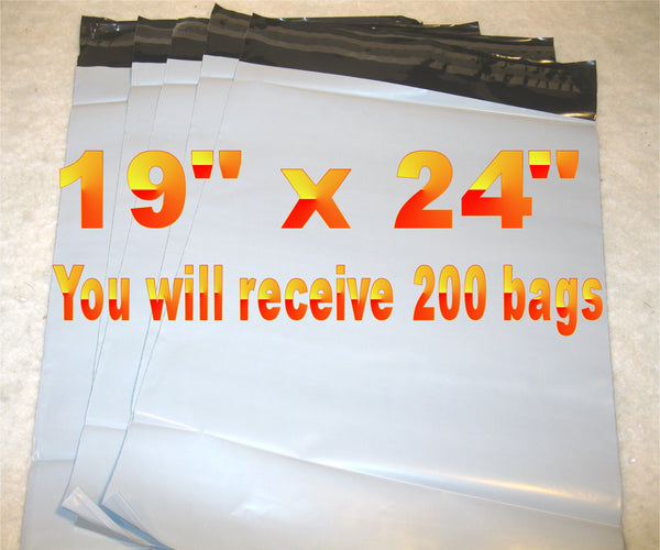 19x24 White Poly 2mil Plastic Self Seal Mailer Bag #7, Water Resistant - E&E Trading