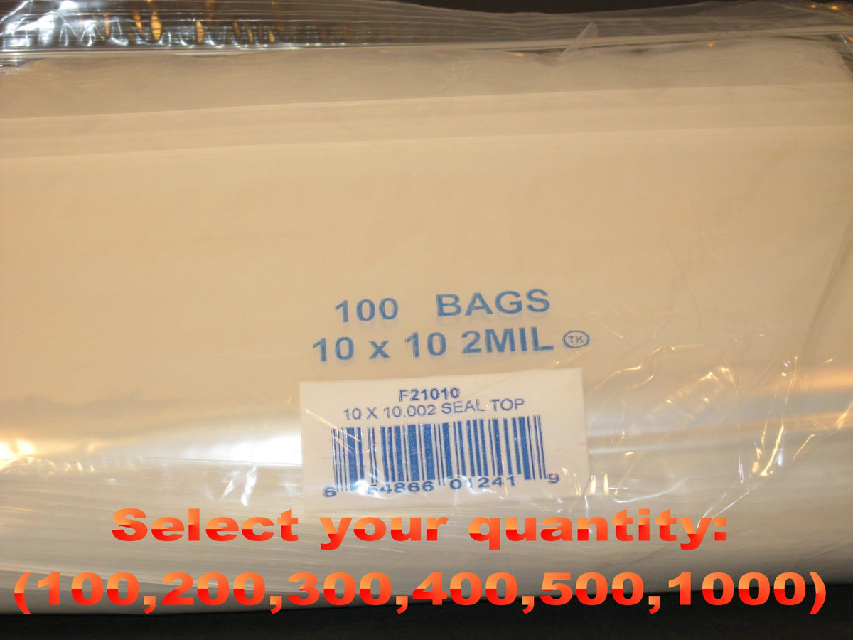 10"X10" 2 Mil Poly Clear Reclosable Ziploc Bags - E&E Trading