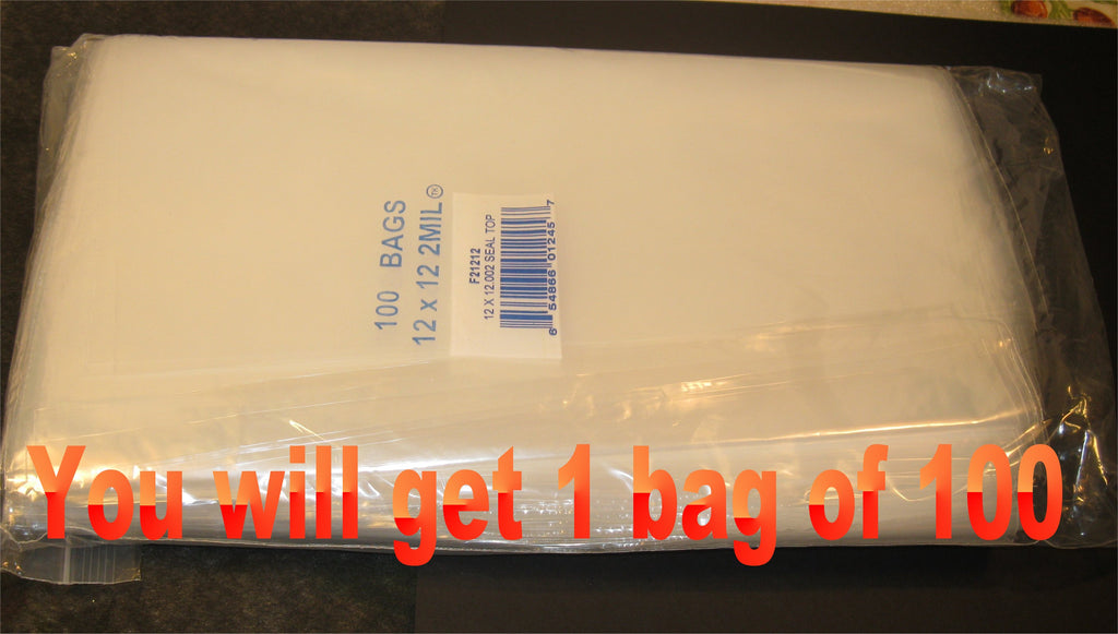 12"X12" 2 Mil Poly Clear Reclosable Ziploc Bags - E&E Trading