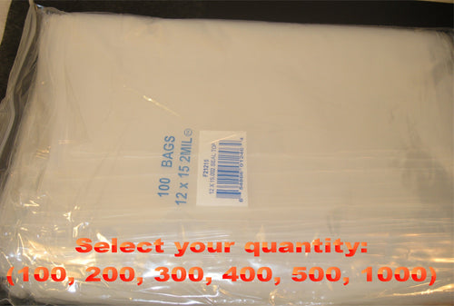 12"X15" 2 Mil Poly Clear Reclosable Ziploc Bags - E&E Trading