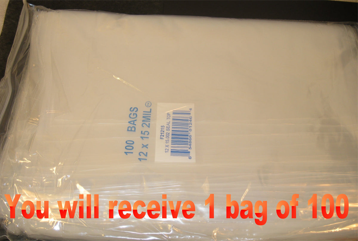 12"X15" 2 Mil Poly Clear Reclosable Ziploc Bags - E&E Trading