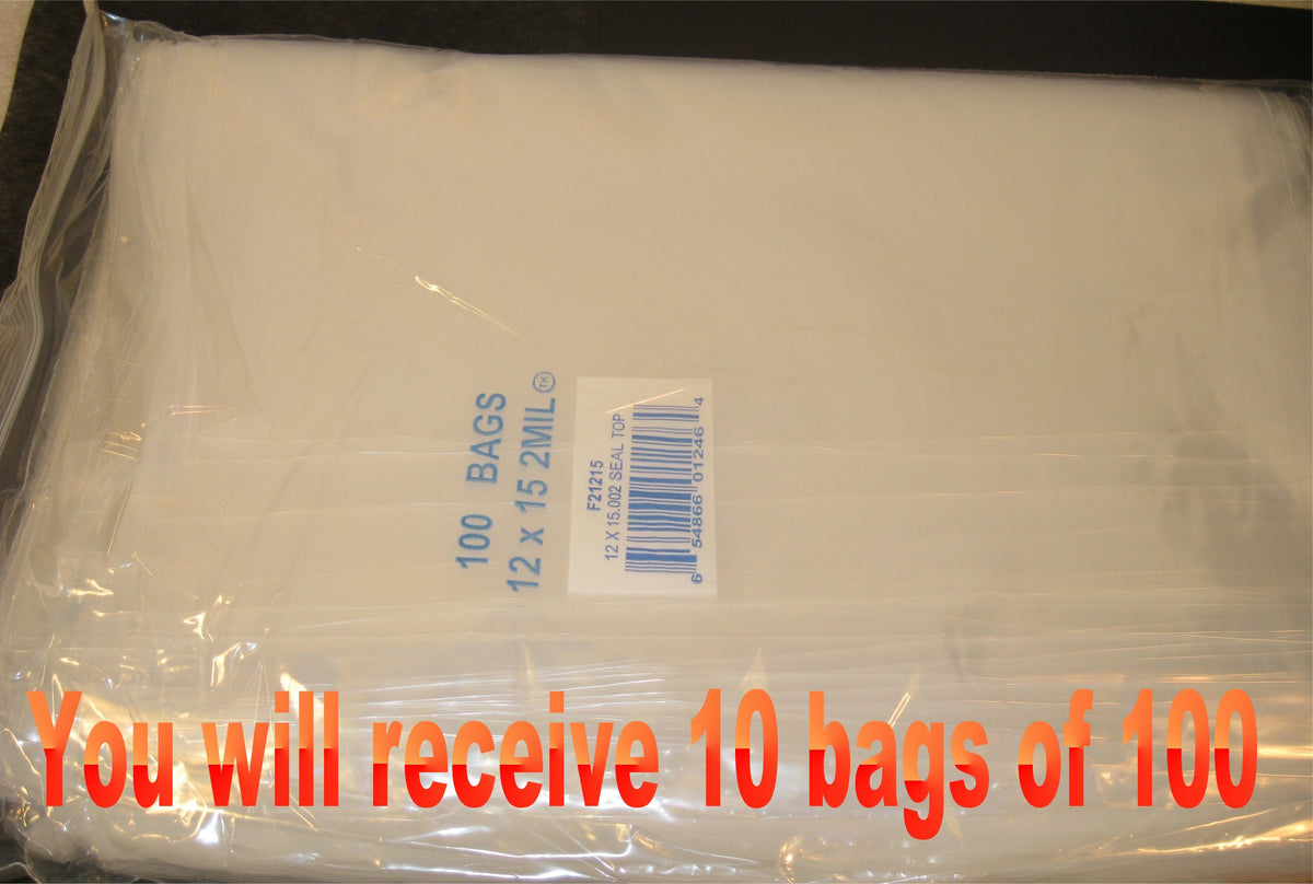 12"X15" 2 Mil Poly Clear Reclosable Ziploc Bags - E&E Trading
