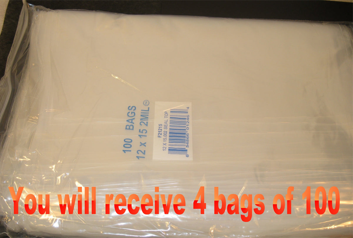 12"X15" 2 Mil Poly Clear Reclosable Ziploc Bags - E&E Trading