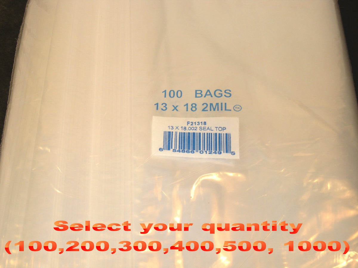 13"X18" 2 Mil Poly Clear Reclosable Ziploc Bags - E&E Trading