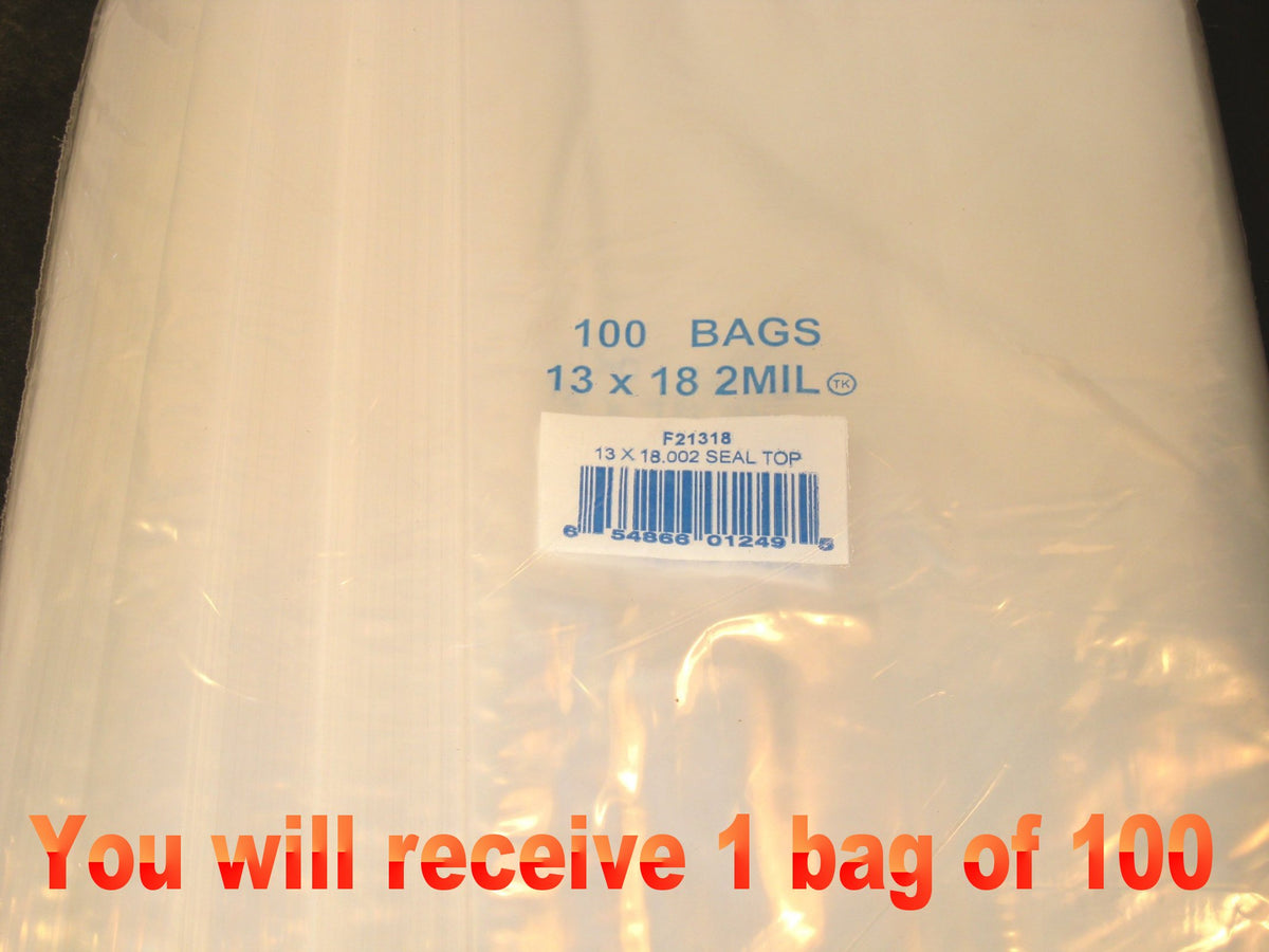 13"X18" 2 Mil Poly Clear Reclosable Ziploc Bags - E&E Trading