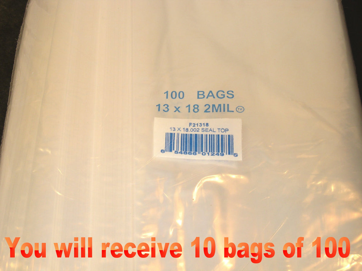 13"X18" 2 Mil Poly Clear Reclosable Ziploc Bags - E&E Trading