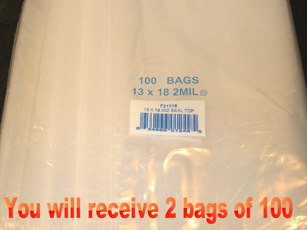 13"X18" 2 Mil Poly Clear Reclosable Ziploc Bags - E&E Trading