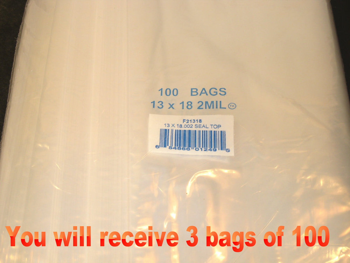13"X18" 2 Mil Poly Clear Reclosable Ziploc Bags - E&E Trading