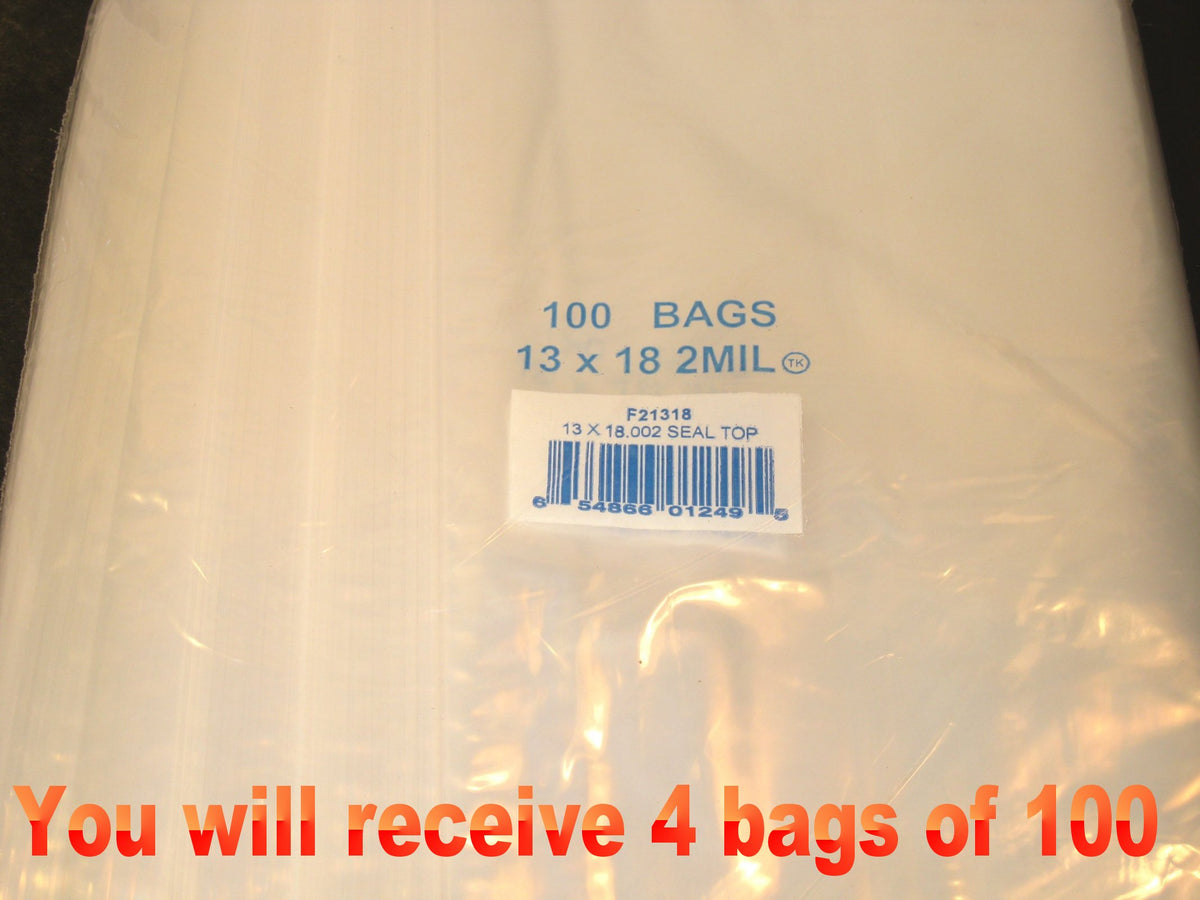 13"X18" 2 Mil Poly Clear Reclosable Ziploc Bags - E&E Trading