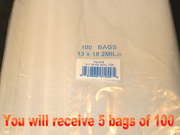 13"X18" 2 Mil Poly Clear Reclosable Ziploc Bags - E&E Trading