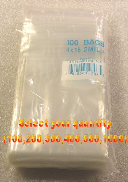 4"X15" 2 Mil Poly Clear Reclosable Ziploc Bags - E&E Trading