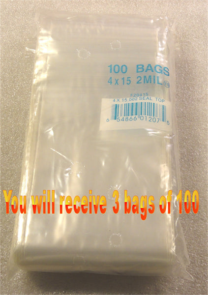 4"X15" 2 Mil Poly Clear Reclosable Ziploc Bags - E&E Trading