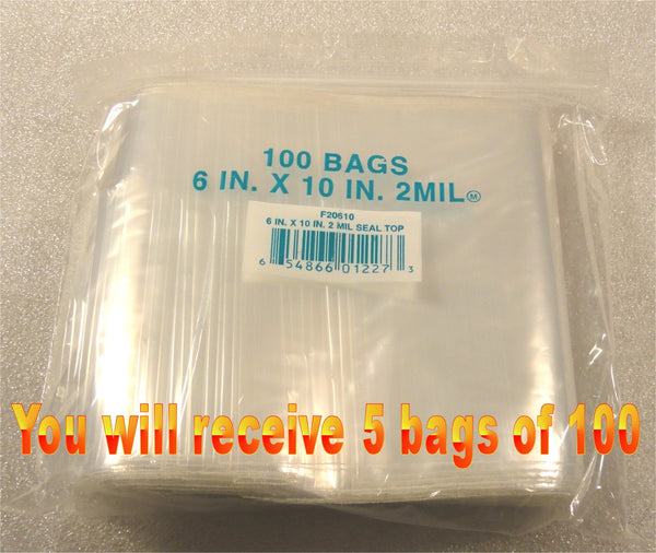 6"X10" 2 Mil Poly Clear Reclosable Ziploc Bags - E&E Trading