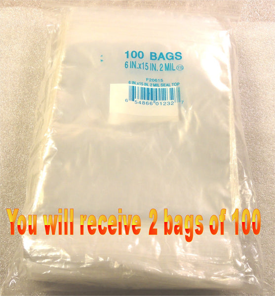 6"X15" 2 Mil Poly Clear Reclosable Ziploc Bags - E&E Trading